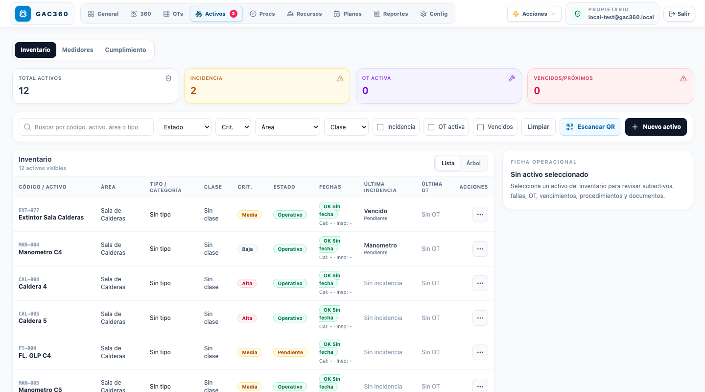 Inventario de activos en GAC360